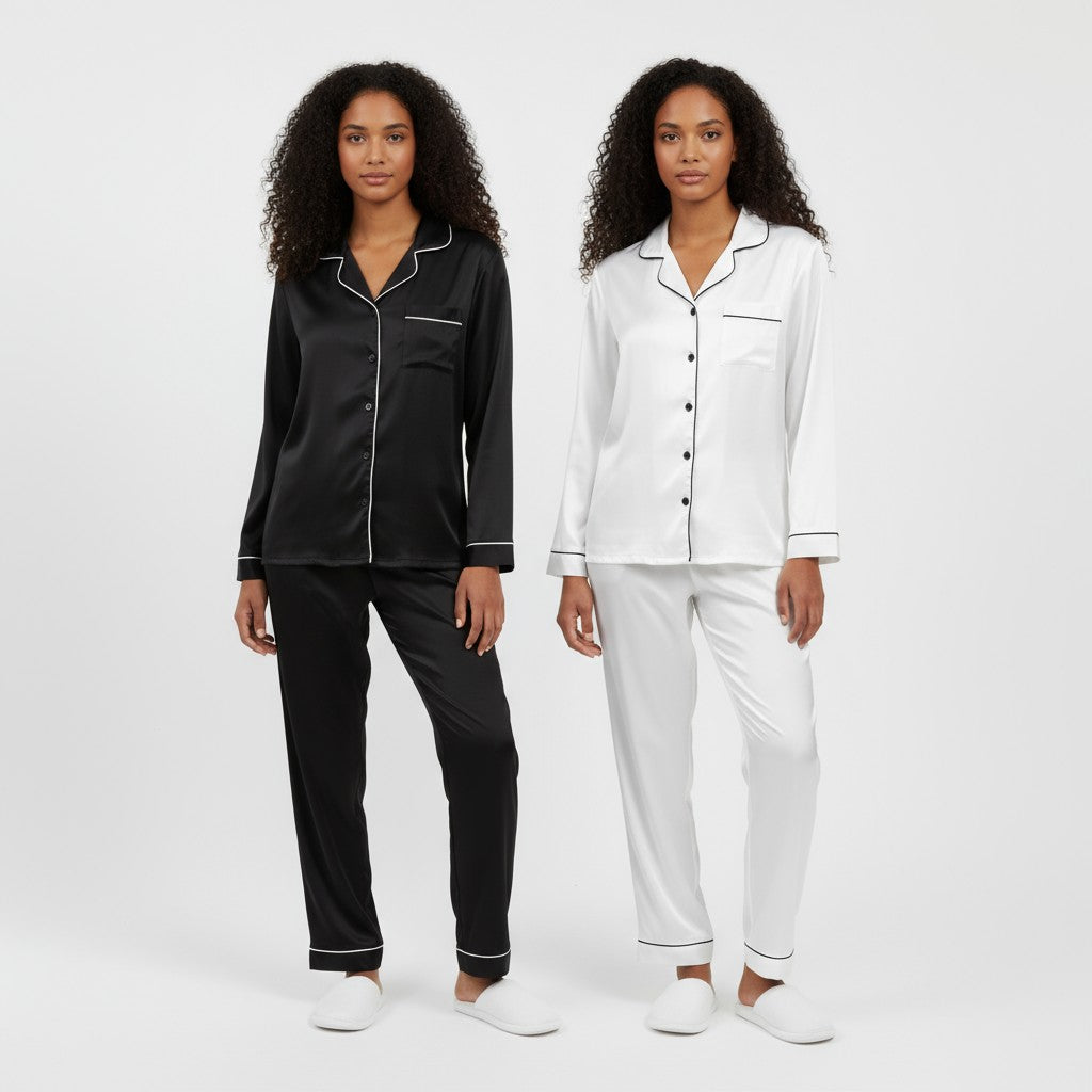 Ensemble Pyjama Chemise et Pantalon Satinés (Lot de 2) – Accord Satiné