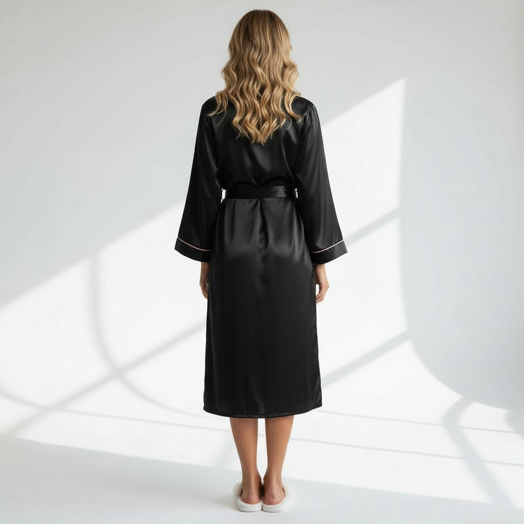 Chemise de Nuit Satinée Longue – Clair de Brume