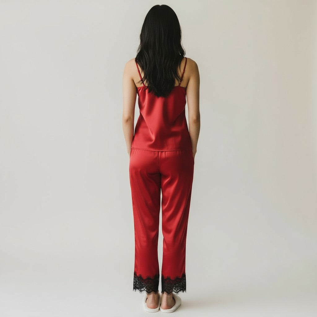 Ensemble Pyjama Satiné et Dentelle – Douce Séduction